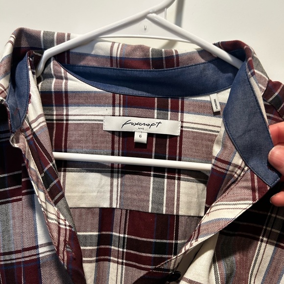 Foxtrot NYC - Maroon Plaid Print Long-Sleeve Knee Length Shirt Dress - Picture 4 of 4